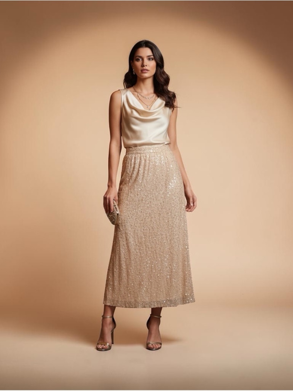 LC Lauren Conrad Sequin Skirt in Blush